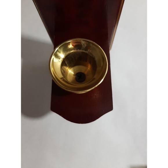 Cherry Hill 2 Wall Sconces Wood Brass Trim & Candle Holders (i) - Picture 2 of 6